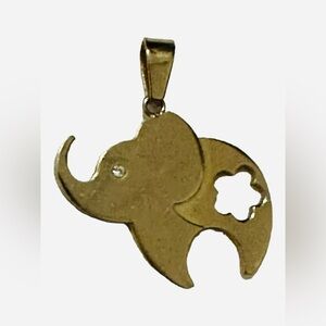 Gold Plated Stainless Steel Art Deco Elephant Charm Signed Edforce Vintage